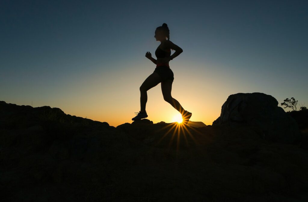 woman running as a stress management and meditation tool