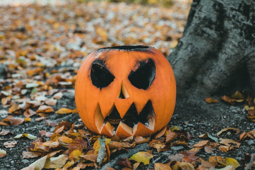Carved Halloween pumpkin symbolizing fear, anxiety, and the courage to face your fears and step outside your comfort zone.